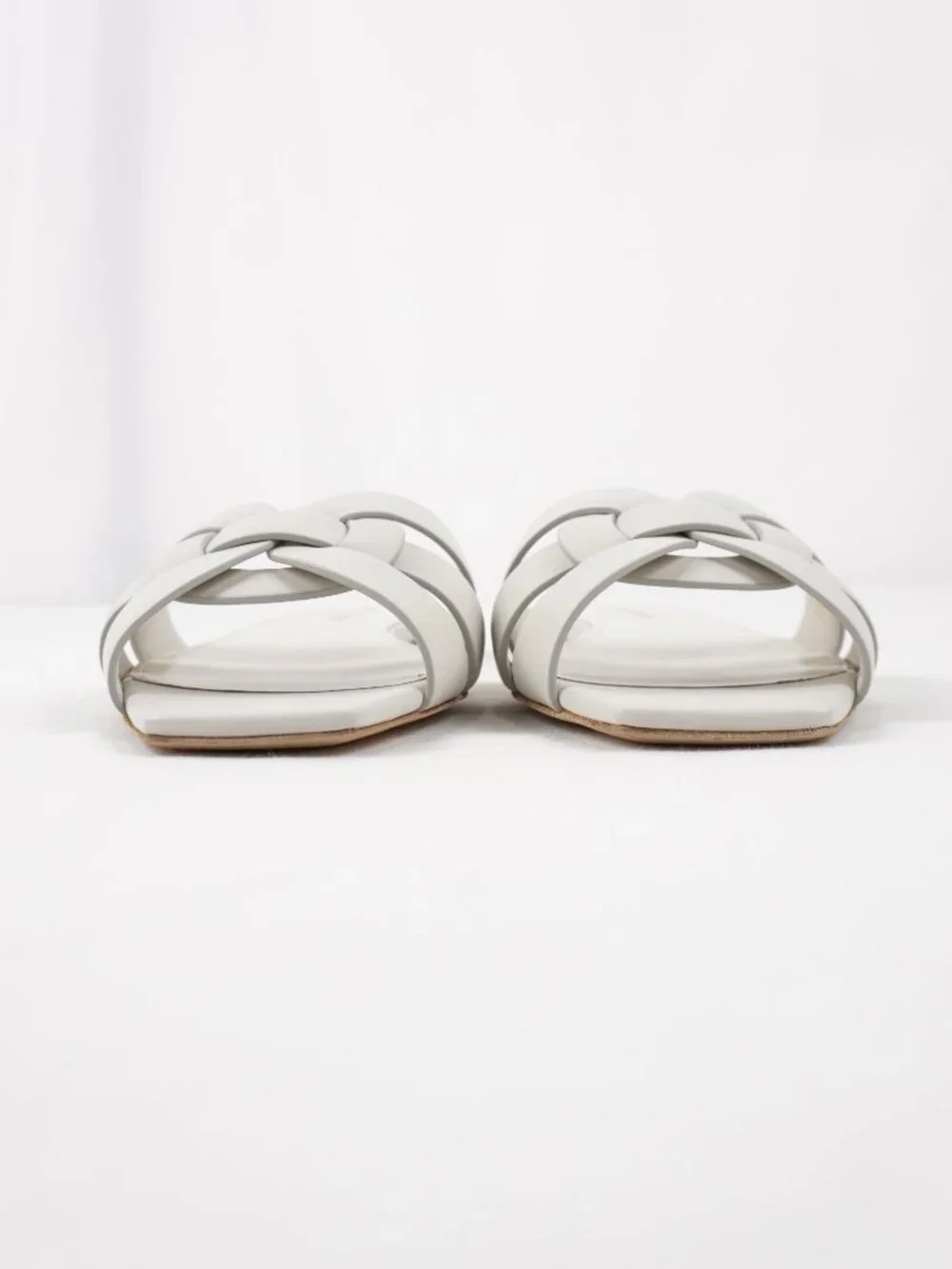Saint Laurent Tribute Mule Slide-On Sandals In White Leather - Size US 6 (New) - Picture 9 of 14